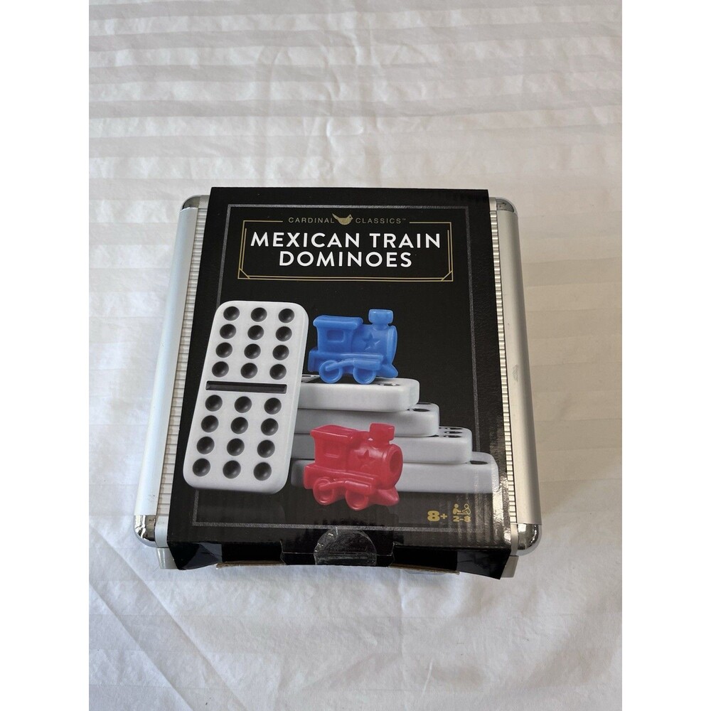 Brand New Cardinal Classics Mexican Train Dominoes Set Aluminum Case Deluxe